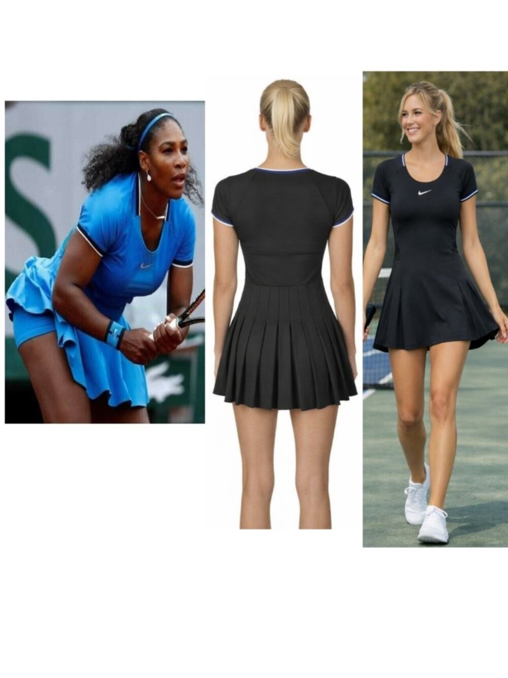 Nwt NIKE Serena Williams BLACK Tennis Dress pleated skirt M Medium BLACK
